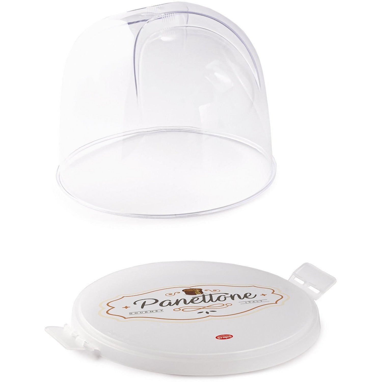 SNIPS - Porta Panettone e Pandoro in plastica con coperchio trasparente - h18 cm diametro 22 cm